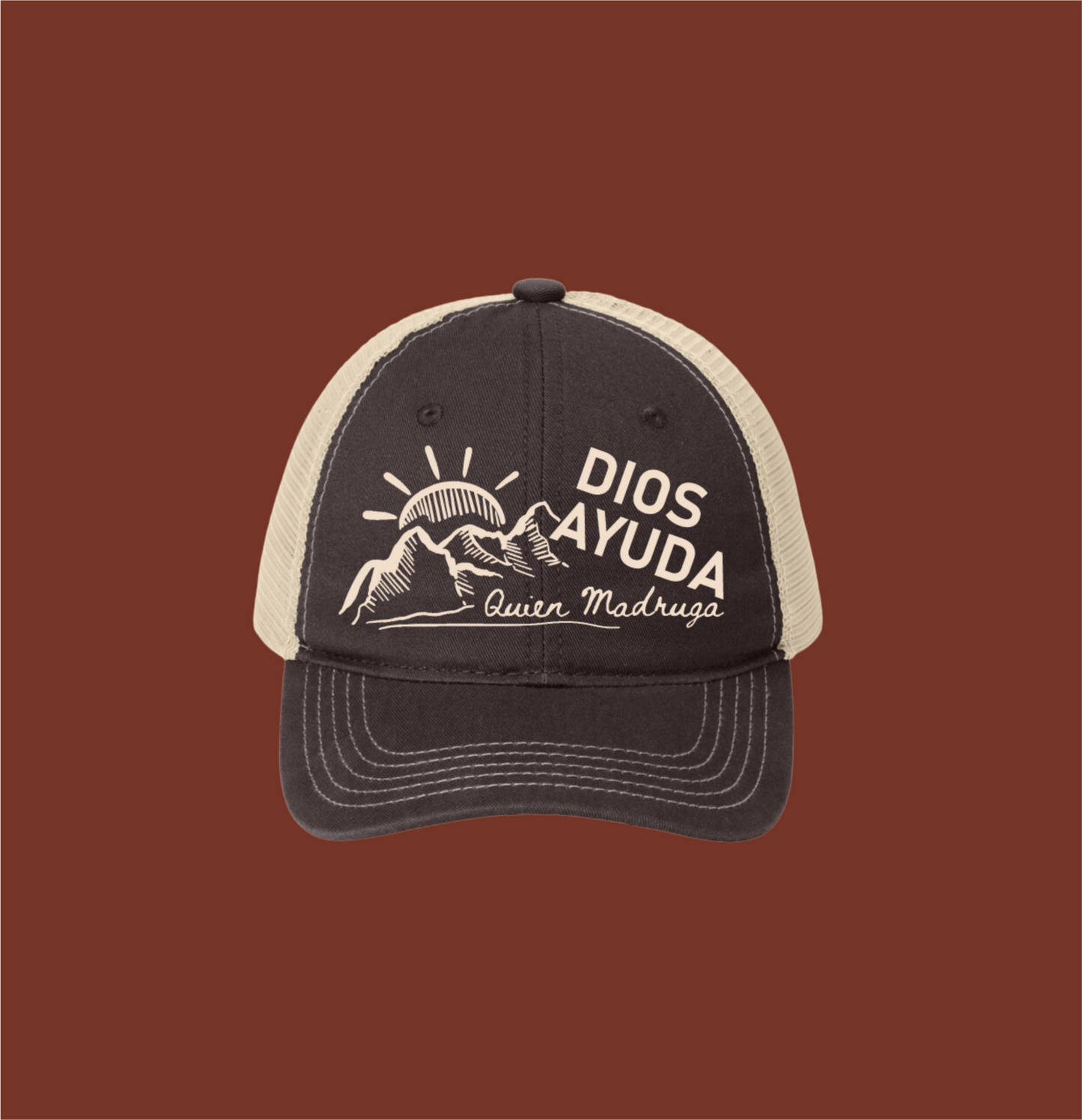 El Que Madruga Dios lo Ayuda Embroidered Mesh Cap